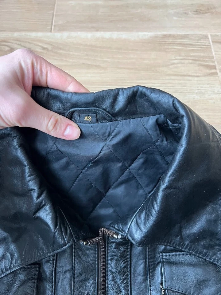 Chaqueta de cuero original rara vintage años 70 Janbell diseño sueco EUR 48, US 38 Foto 4 de 4