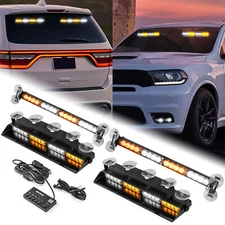 64 LED Amber/White Windshield Dash Strobe Light Bar Car Truck Warning Flash Lamp