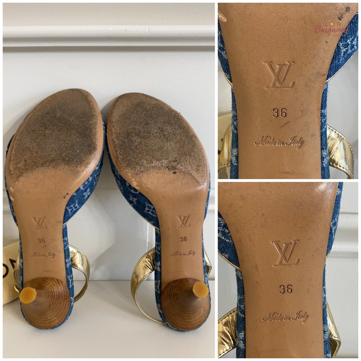 Authentic Louis Vuitton Blue Denim Monogram Canvas Slingback