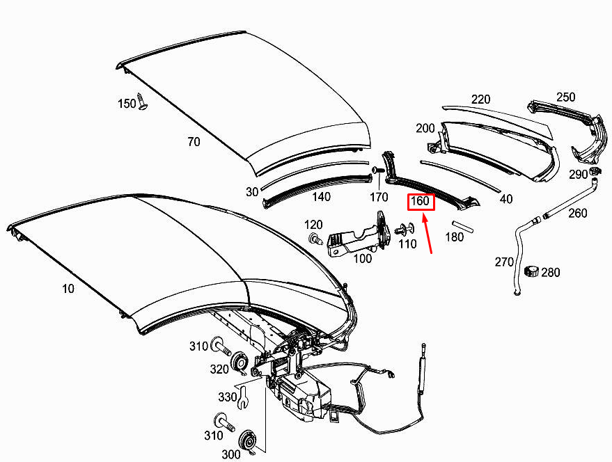 MERCEDES-BENZ SL R231 Rear Right C-Pillar Sealing A2317900498
