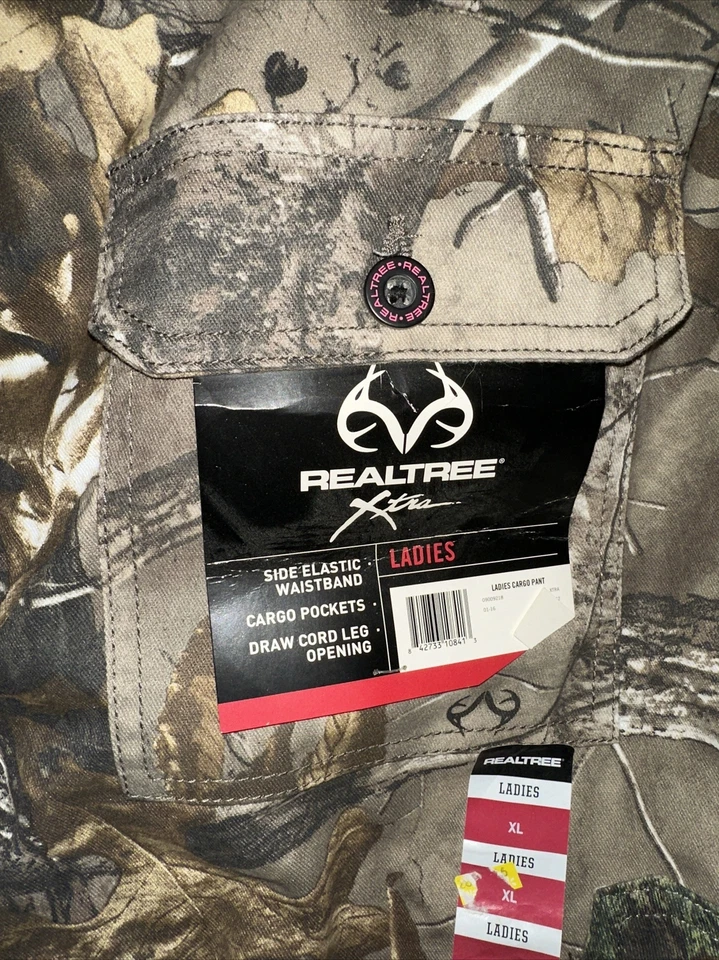 Realtree Hunting Pants Women Camouflage Cargo 6 Pockets Side Elastic Waistband - Image 4 of 4