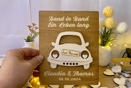 Hochzeitsgeschenk Geldgeschenk Gutschein Gutscheinkarte - Aus Holz - Auto Käfer