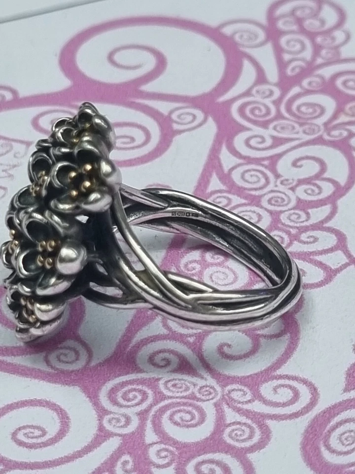 Genuine Pandora Silver & 14K Gold Large Forever Bloom Ring 190857spb Size 54 - Image 3 of 4