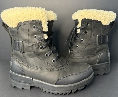 Sorel Boots Womens Size 7 Black Sea Salt Tivoli IV Parc Waterproof Insulated