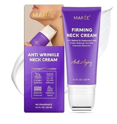 MAREE Neck Cream with Face Roller  Retinol & AH-8 Firming Cream, Tightening, 4oz