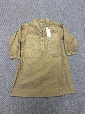 Toast Japanese Workwear Style Smocked Dress Utility Montella Olive Size S NWT