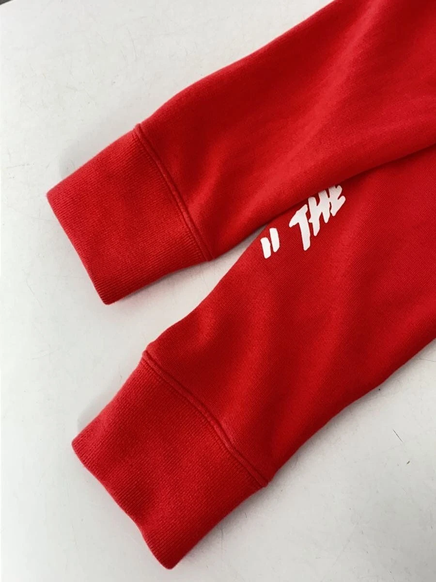 OFF WHITE Felpa con cappuccio zip bianco sporco S cotone stampa rossa OMBE001S19003005 usata