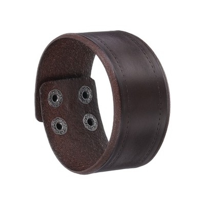 Punk New Leather Bracelets Leather Snap Bracelets, Dark Brown