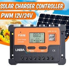 12/24V 30A Solar Panel Lithium Battery PWM Regulator Charge Controller Dual USB