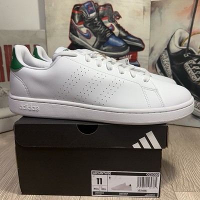 New Adidas Cloudfoam Advantage Tennis Shoe White Green Sneakers Men Sz 10.5 -12