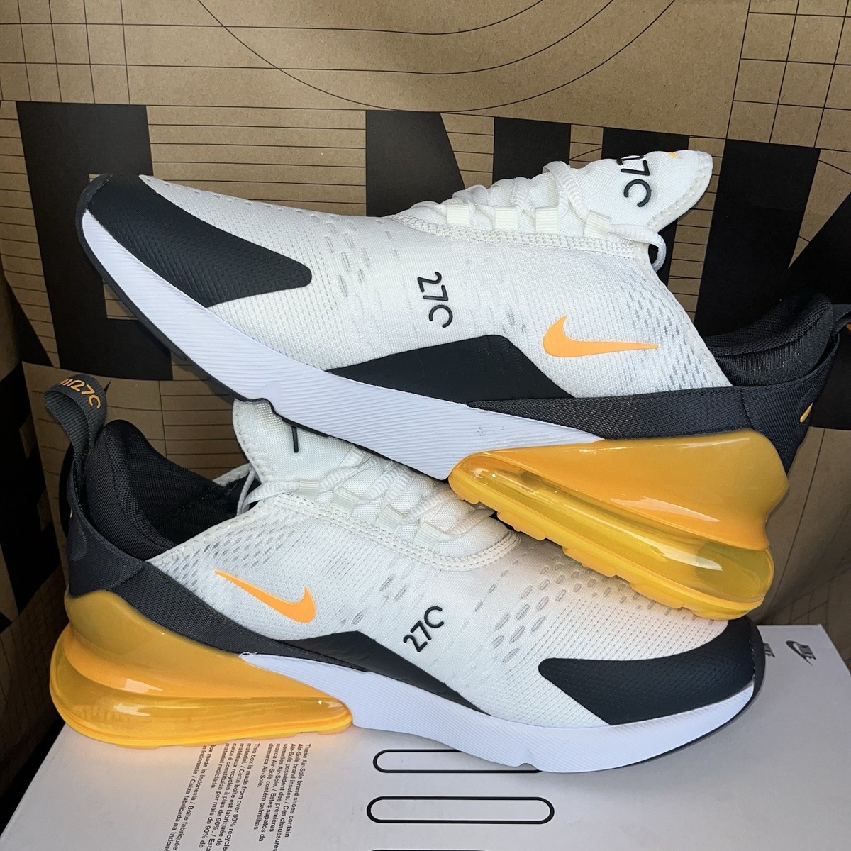 NEW Nike Air Max 270 Black White Laser Orange NBY AH8050 114