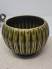 Vintage McCoy Pottery Planter | Green Drip Glaze | Ribbed Melon Shape MCM