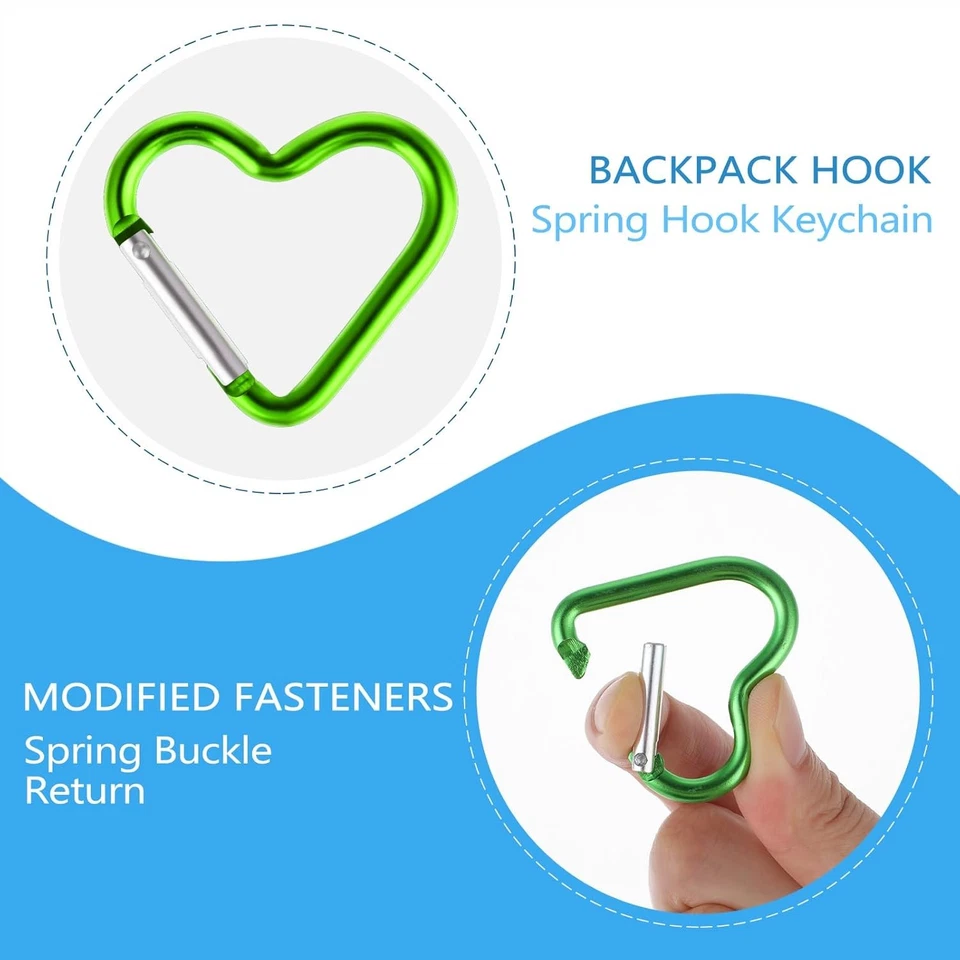 10 Stück Karabiner Herz Karabinerhaken In Herzform Aluminium Karabinerhaken  - Bild 3 von 4