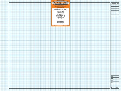 18'' x 24'' 1000H Design Vellum Sheets with Architect Title Block with 8x8 Grid...