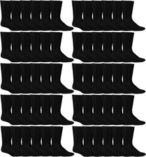 60 PK Yacht  Smith Kids Premium Cotton Crew Socks Black Size 4-6 Boys Crew Sock