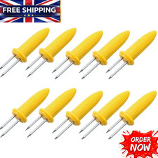 10Pcs CORN HOLDERS Stainless Steel Corn On The Cob Skewers BBQ Prongs Forks UK