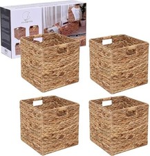 Rectangular Handwoven Water Hyacinth Storage Baskets Wicker Cube Baskets