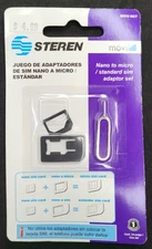 Steren Sim Card Adaptor Kit Nano/Micro Size with Sim Tray Key MOV-007 NOS!