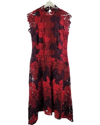 Marks & Spencer Amanda Holden Red lace dress Size UK 16 Floral Midi Dress 
