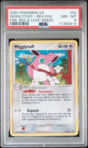 WIGGLYTUFF REVERSE HOLO 52 FIRE RED & LEAF GREEN POKEMON PSA 8