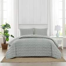 Caro Home 3-piece Cotton Quilt Set - Priya Sage - King Size - 1873457  1796256