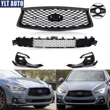 For 2018-2024 Infiniti Q50 Sport Front Upper Lower Grille Fog Light Bezels Cover