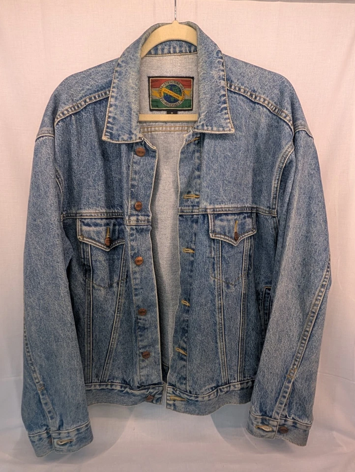 Vintage Blue Denim Structure Jean Jacket Mens Size Medium 90s Long Sleeve Button - Image 3 of 4