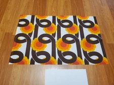 Awesome RARE Vintage Mid Century Retro 70s 60s Yel Brn Loopy Flowers Sml Fabric!