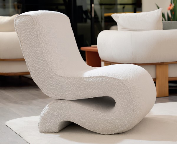 Exklusiver WeißEr Polstersessel Designer Stoffsessel Relaxsessel-image