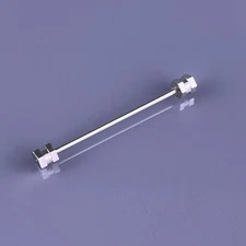 Hexagon Barrel Ends Silver Tone Tie Collar Bar Formal Simple Skinny 1.5” Vintage