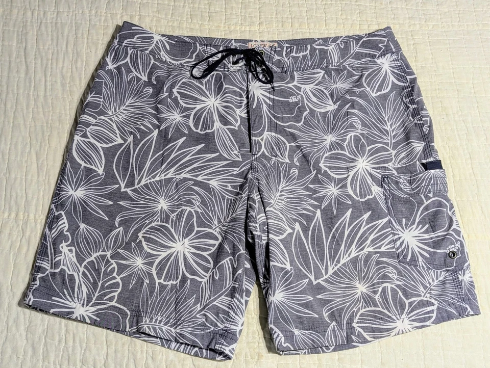 J. Trajes de baño Crew Flex para hombre bañadores florales 32 grises pantalones cortos hawaianos  Foto 2 de 4