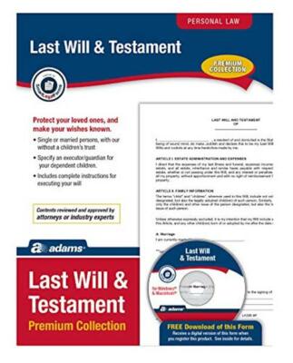 Adams Last Will & Testament Premium Collection, Forms and Instructions
