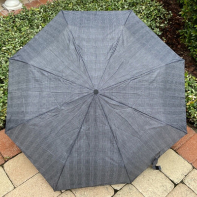 LONDON FOG UMBRELLA BLACK CHECK AUTO OPEN CLOSE SUPER MINI  NWT