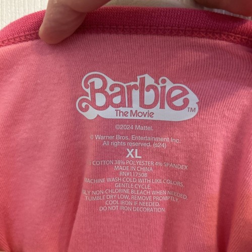 Barbie The Movie Pink Crop Tank Top XL NWT | Sleeveless Logo Shirt Tee - Picture 8 of 16