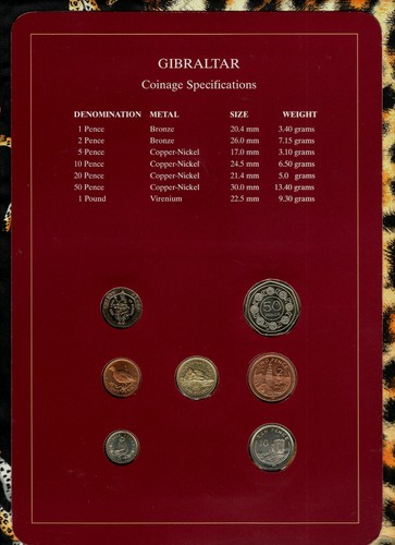 Kursmünzensätze aller Nationen Gibraltar 1988-1995 UNC 1 £ 1995 50,20 Pence 1988 - Bild 2 von 4