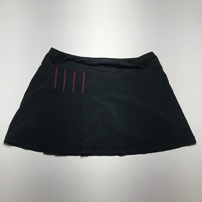 Athleta Second Wind Pleated Tennis Running Skort Black Pink Accent Size Small