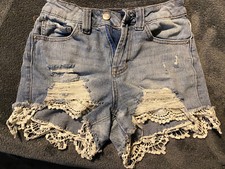 distressed lace under lay denim jean shorts size 3
