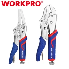 WORKPRO 2PC Locking Pliers Set 6.5" Long Nose Pliers 7" Curved Jaw Locking Plier
