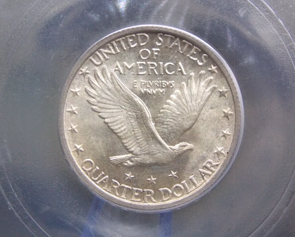 1925 "P" Standing Liberty SILVER Quarter SLQ 25c ICG MS64 #305 BU Unc ECC&C, Inc - Image 2 of 4