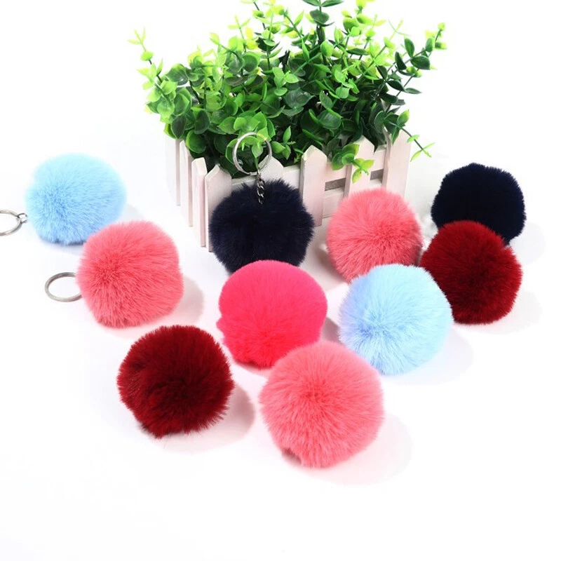 Fur Fluffy Ball PomPom Keychain Keyring Pendant Key Chains Bag Hanging Decor