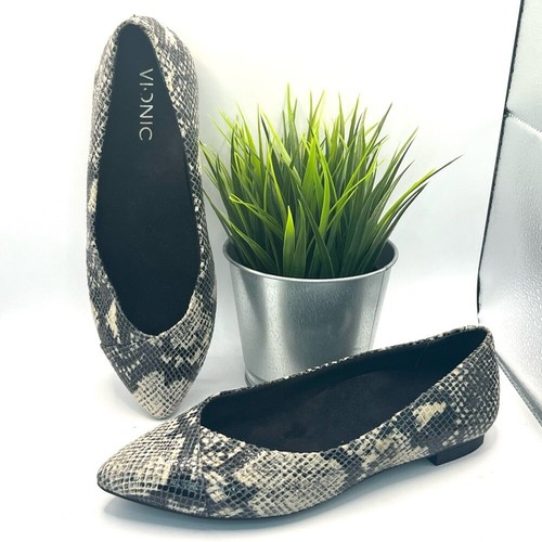 Ballerines Plates VIONIC En Cuir Serpent Naturel - Taille 8.5 US (M), Avec Soutien De Voûte, Neuves En Boîte