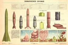 Soviet Russian Military Poster CHEMICAL ATTACK WEAPONS