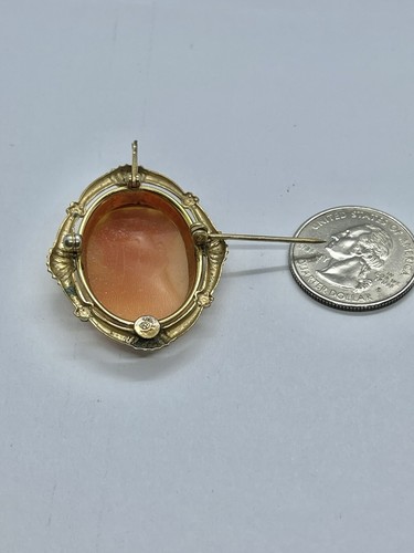 Vintage Gold Filled Carved Shell Lady CAMEO Right Facing Ornate Frame Brooch - 第 9/15 張圖片