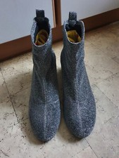 ZARA TRF GLITZER STIEFELETTE silber Gr. 40  SCHUHE ANKLE BOOTS