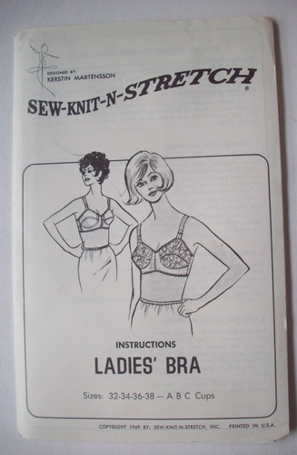 Ladies Bra Sew-Knit-N-Stretch pattern 217 218 219 230 size 32 34 36 38 ABC Cups