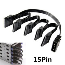 For DIY Molex 4Pin IDE 1 to 5 SATA 15Pin Hard Drive Power Supply Splitter Cable