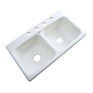 Brighton Drop Acrylic 33 in 4Hole Double Bowl Kitchen Sink ...