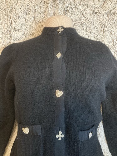 Unbranded Women’s S/M Black Sweater Soft Silver Jeweled Buttons Pockets Classy - Picture 2 of 10