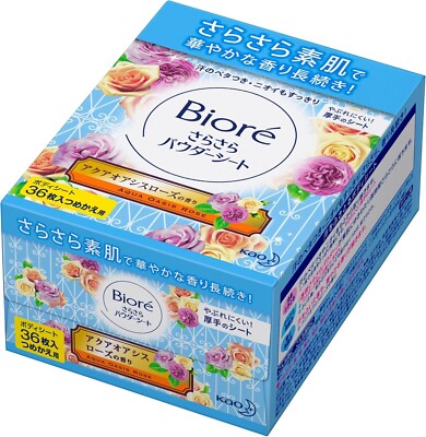Biore SaraSara Powder Sheet Aqua Oasis Rose Scent Refill 36 Sheets Japan