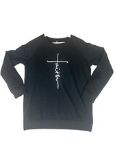 WOMEN'S CHRISTIAN FAITH Black - Inspirational Religious Sweatshirt Size S